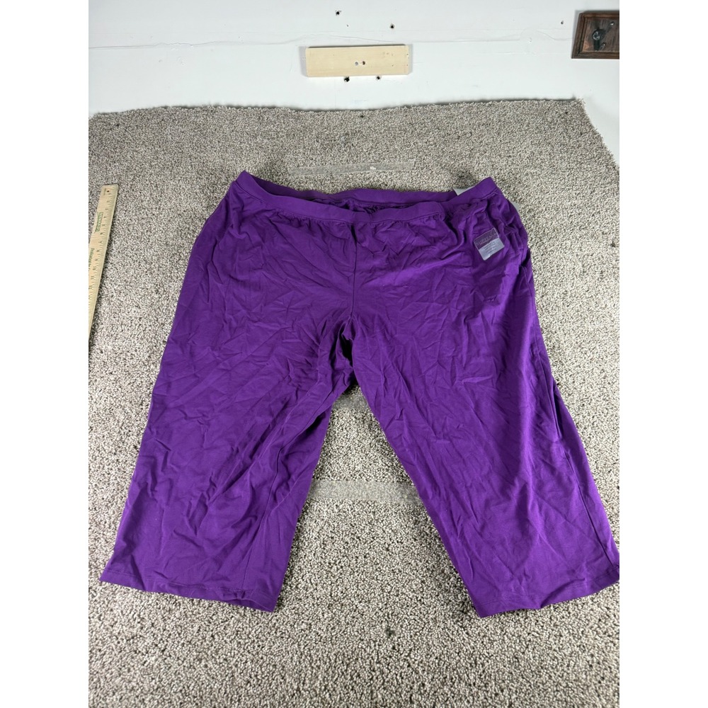 Catherines Suprema Purple Stretch Cotton Cropped Leggings Plus Size 4X 30/32W